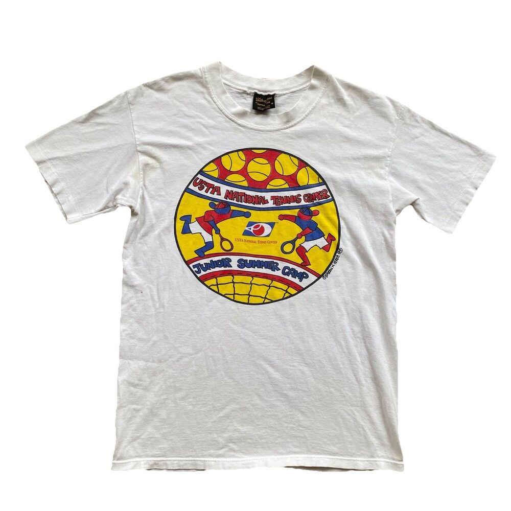 Vintage USTA Tennis Center Camp T Shirt Karen Perez Haring Style Medium